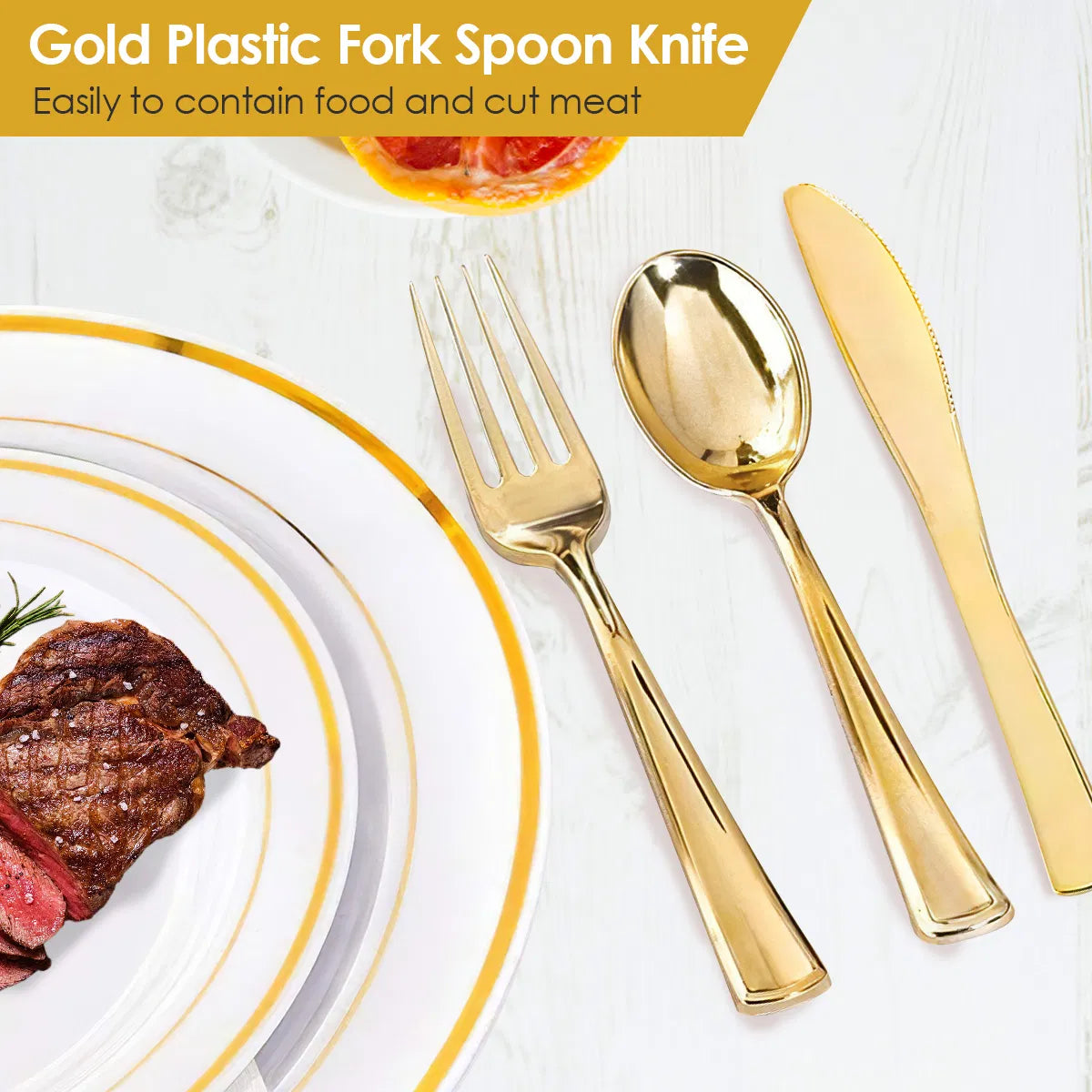 175-Piece Gold-Rim Disposable Dinnerware for 25