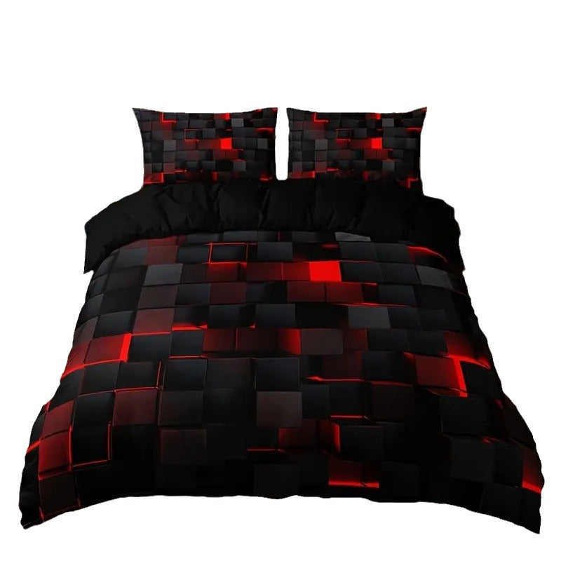 Abstract Grid Quilt Cover Bedding Set
