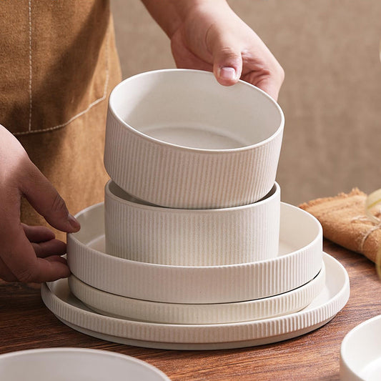 Vintage-Style Embossed Ceramic Dinnerware