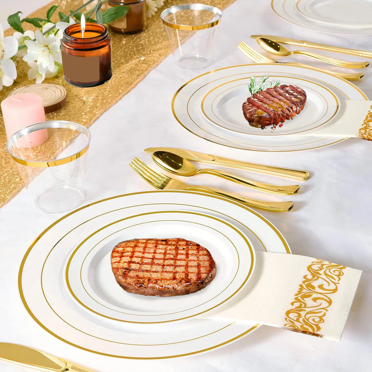 175-Piece Gold Disposable Party Dinnerware Set