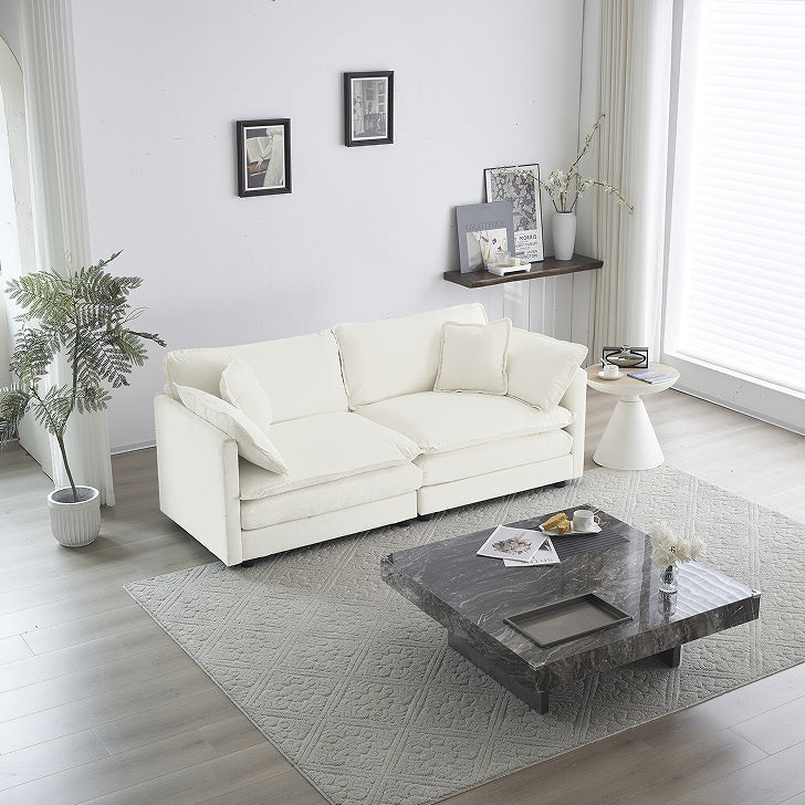 Fabric Double Sofa with 4 Pillows