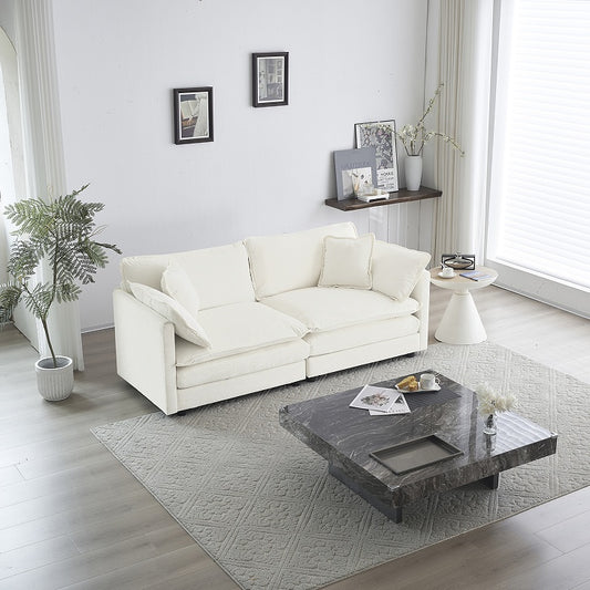 Fabric Double Sofa with 4 Pillows