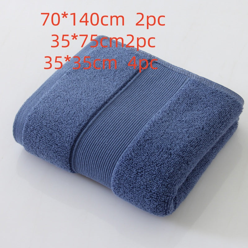 8-Piece Solid-Color Cotton Towel Set