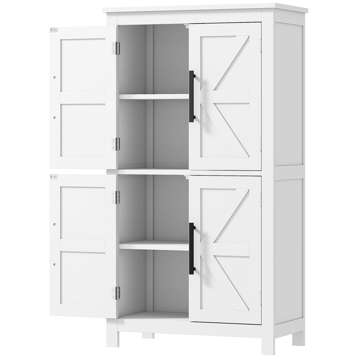 White Farmhouse Bathroom Cabinet with 4 Doors