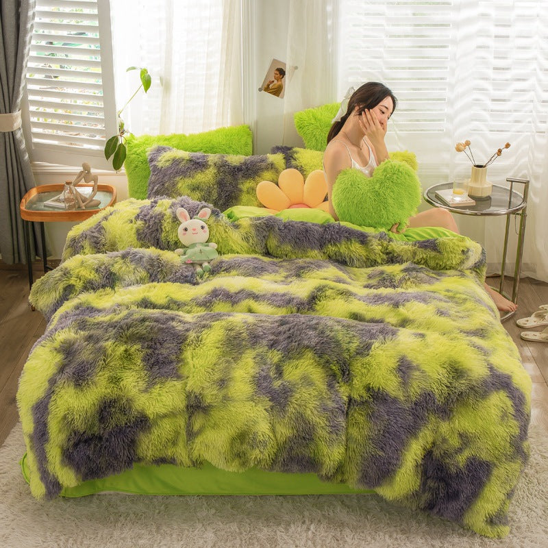 4-Piece Printed Velvet Bedding Set
