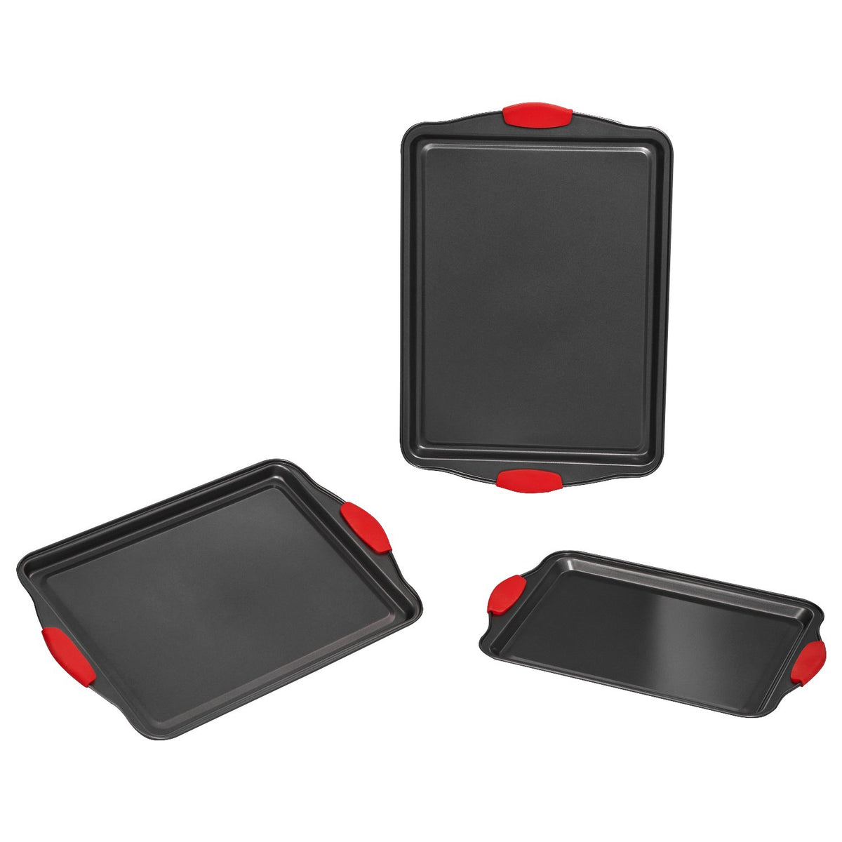 3-Piece Carbon Steel Baking Pan Set with Silicone Handles