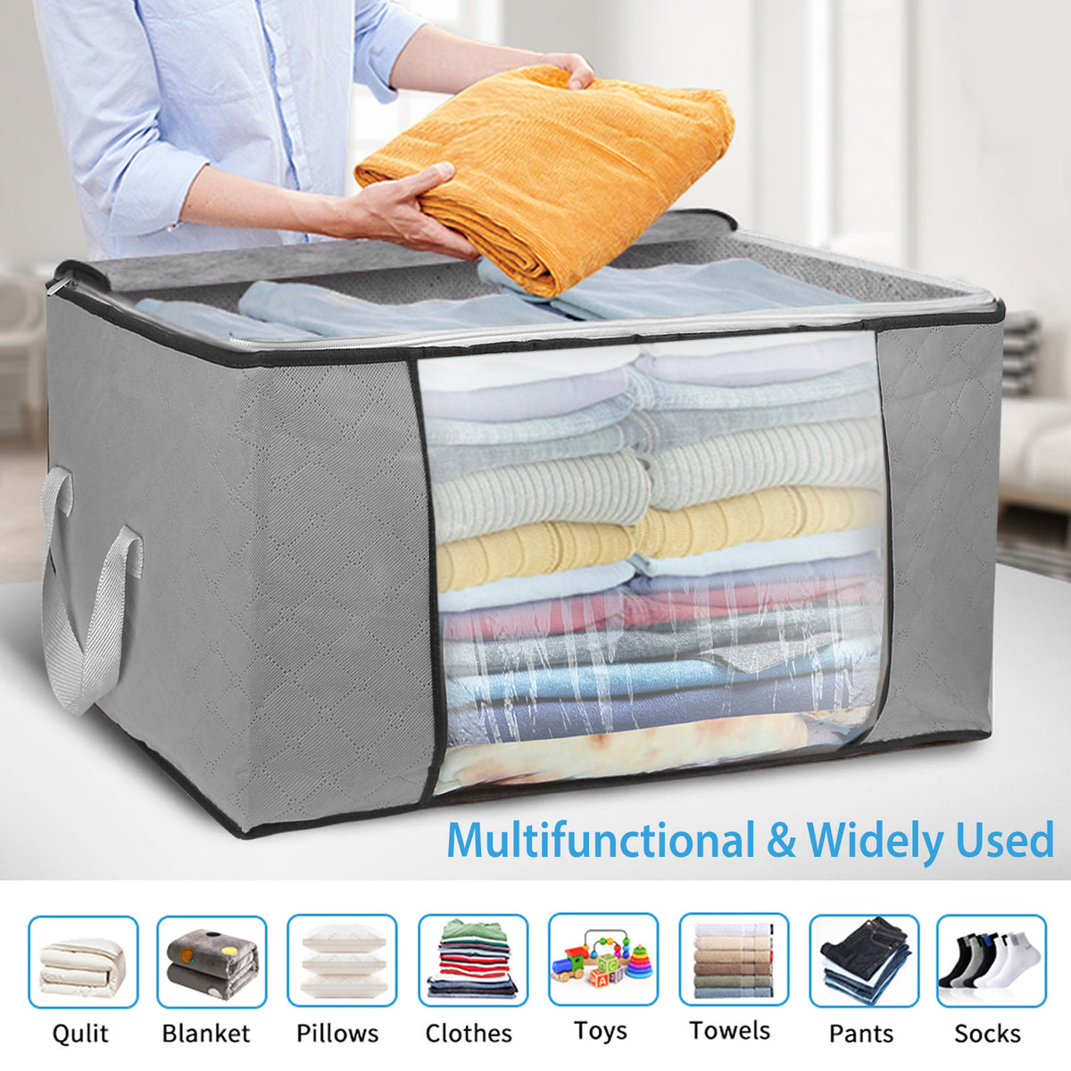 2-Piece Clothes Storage Bag Set with Clear Windows