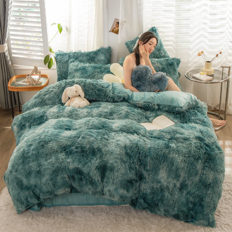 4-Piece Printed Velvet Bedding Set