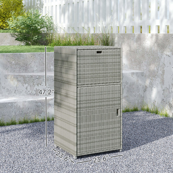 Gray PE-Rattan Outdoor Storage Cabinet with Drawer