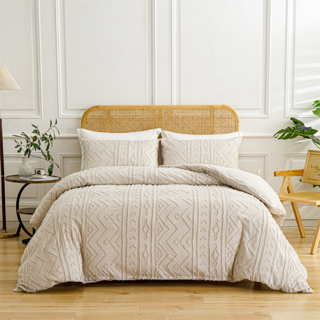 Solid-Color Tufted Duvet Cover Set
