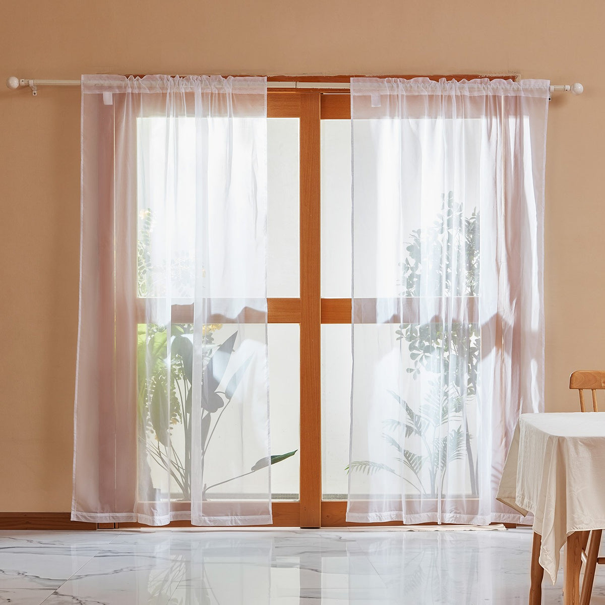 2 Sheer Rod-Pocket Curtain Panels, 52 x 84 Inches