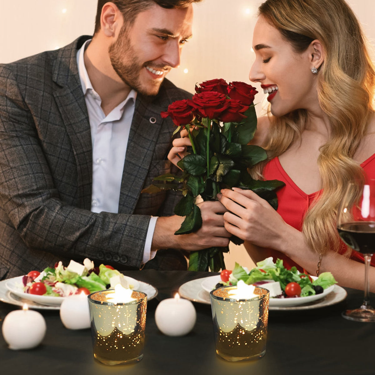 24 Gold Glass Votive and Tealight Candle Holders