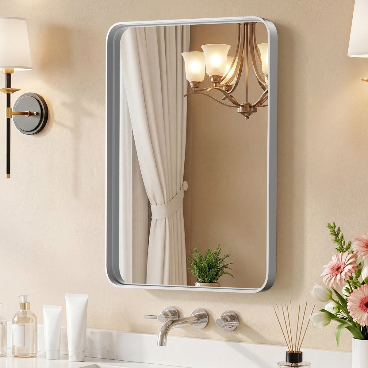 Metal-Frame Rectangular Wall Mirror