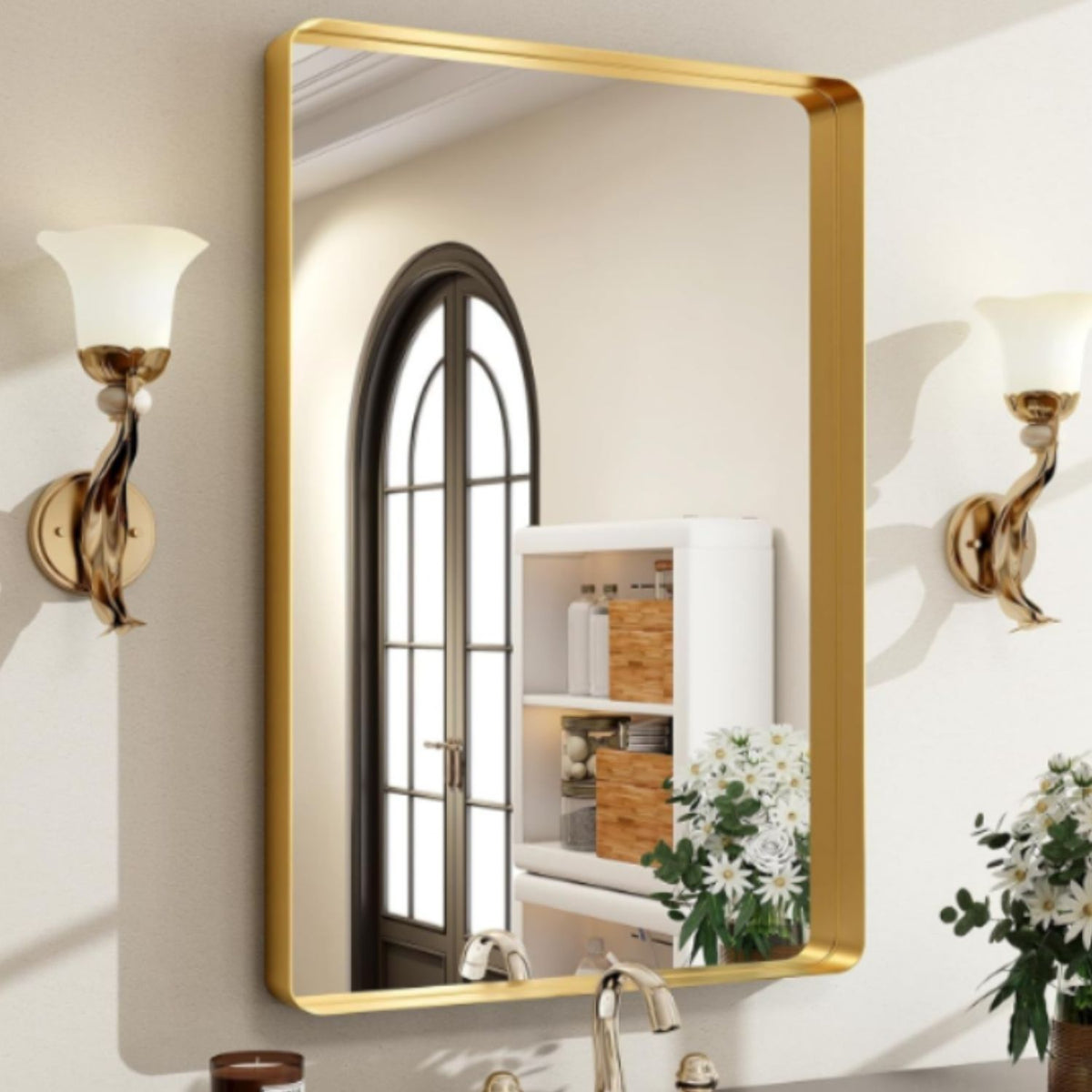 Rectangular Wall Mirror with Metal Frame