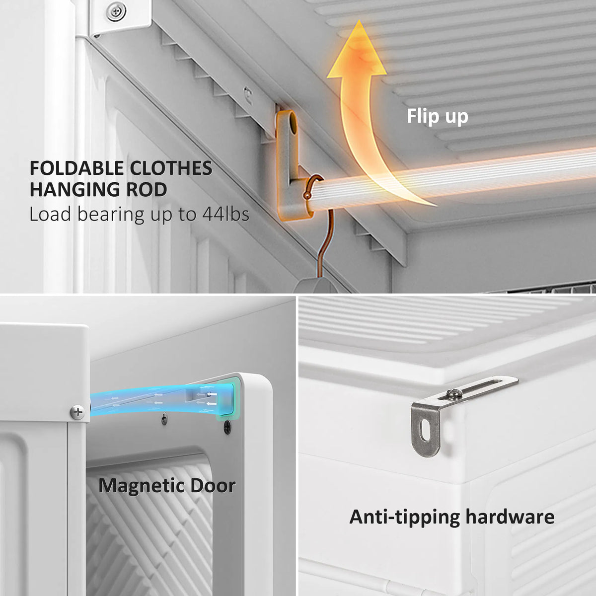 White Folding Wardrobe with 8 Cube Compartments