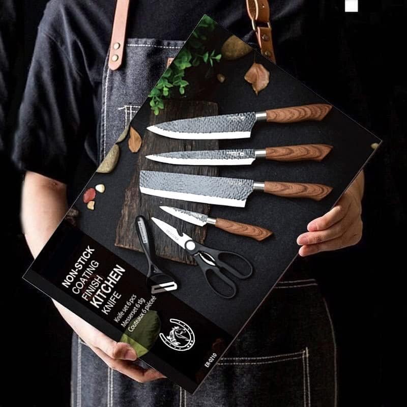 6-Piece Kitchen Knife Set with Scissors and Peeler