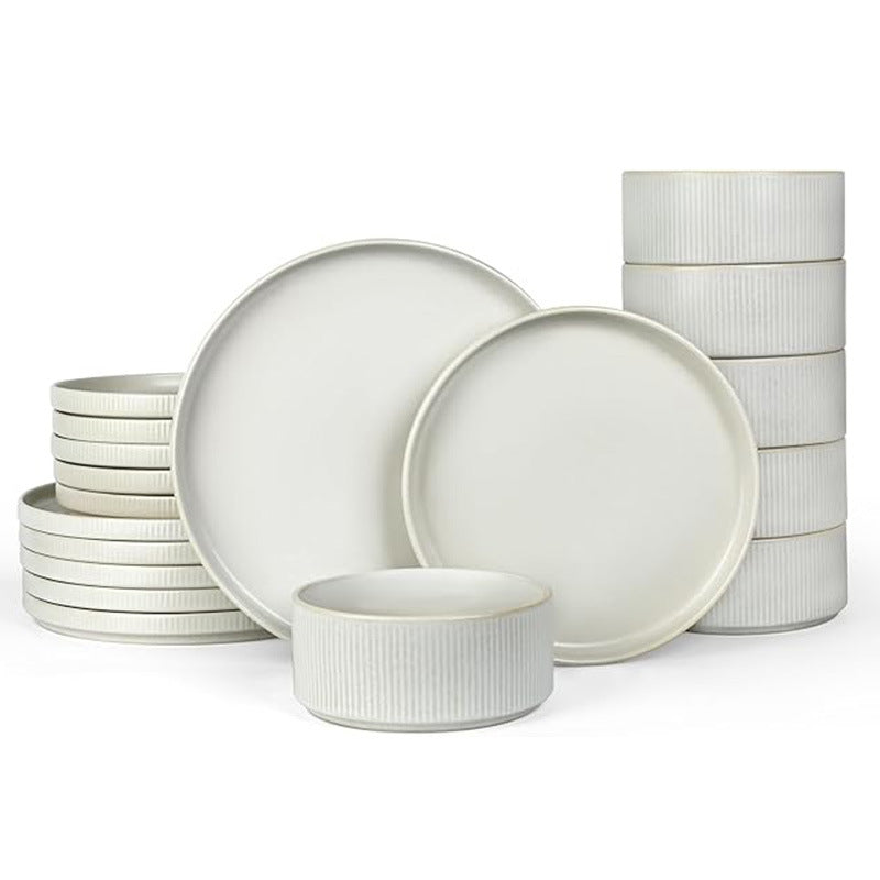 Vintage-Style Embossed Ceramic Dinnerware
