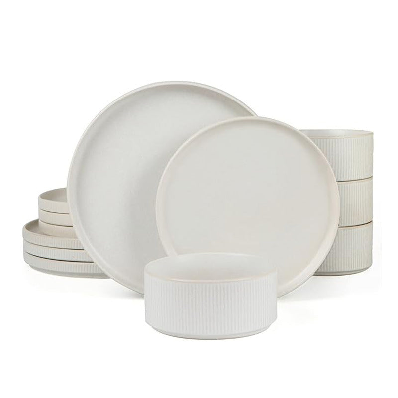 Vintage-Style Embossed Ceramic Dinnerware