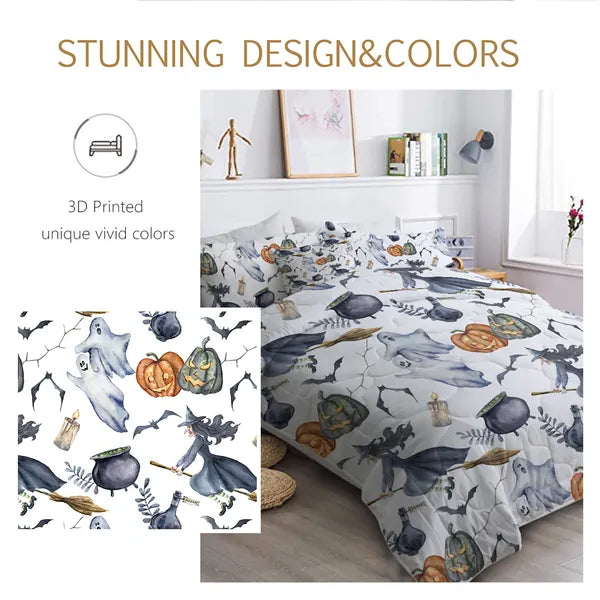 8-Piece Halloween Witch-Pattern Comforter Set