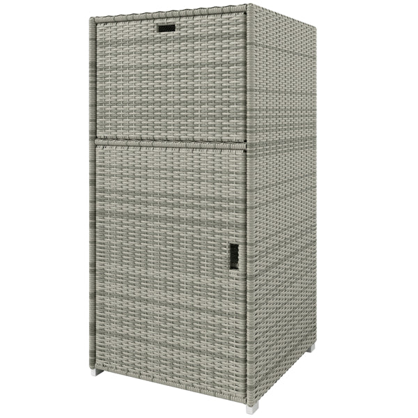 Gray PE-Rattan Outdoor Storage Cabinet with Drawer