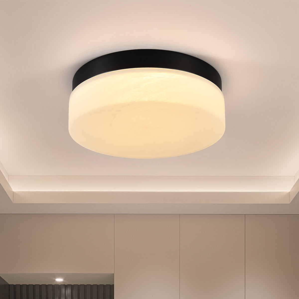 12-Inch Black LED Flush-Mount Ceiling Light, 24W