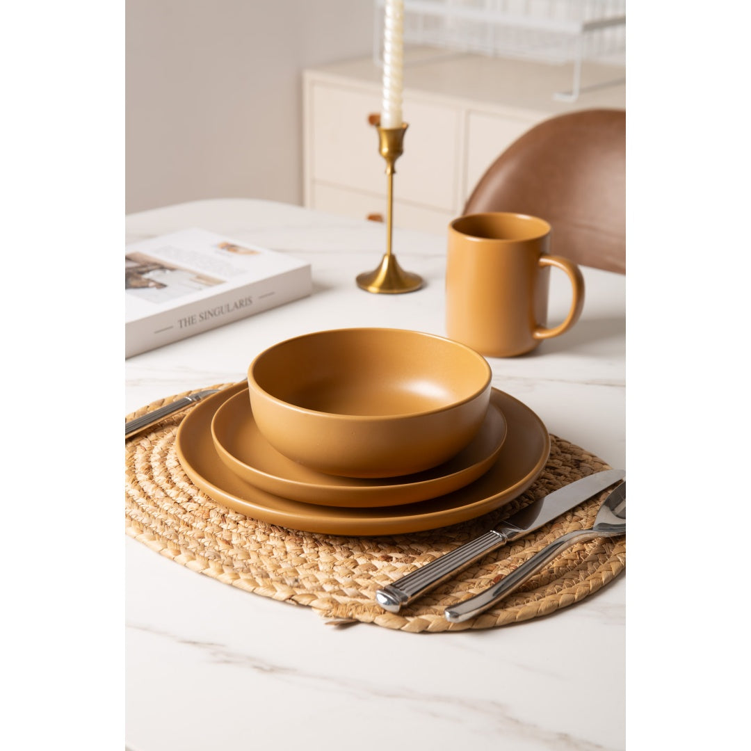Orange 12-Piece Stoneware Dinnerware Set with Mugs