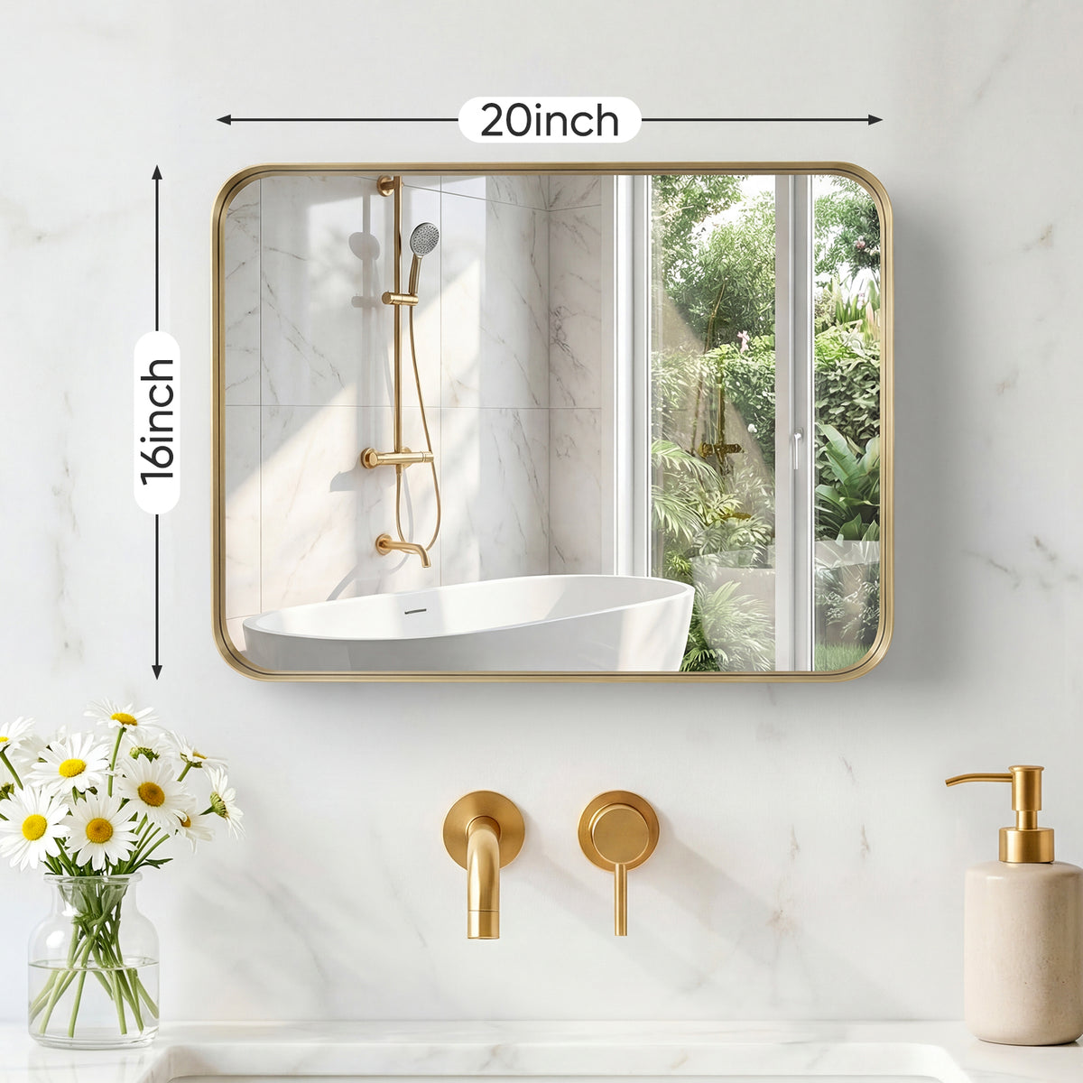 Rectangular Metal-Frame Wall Mirror