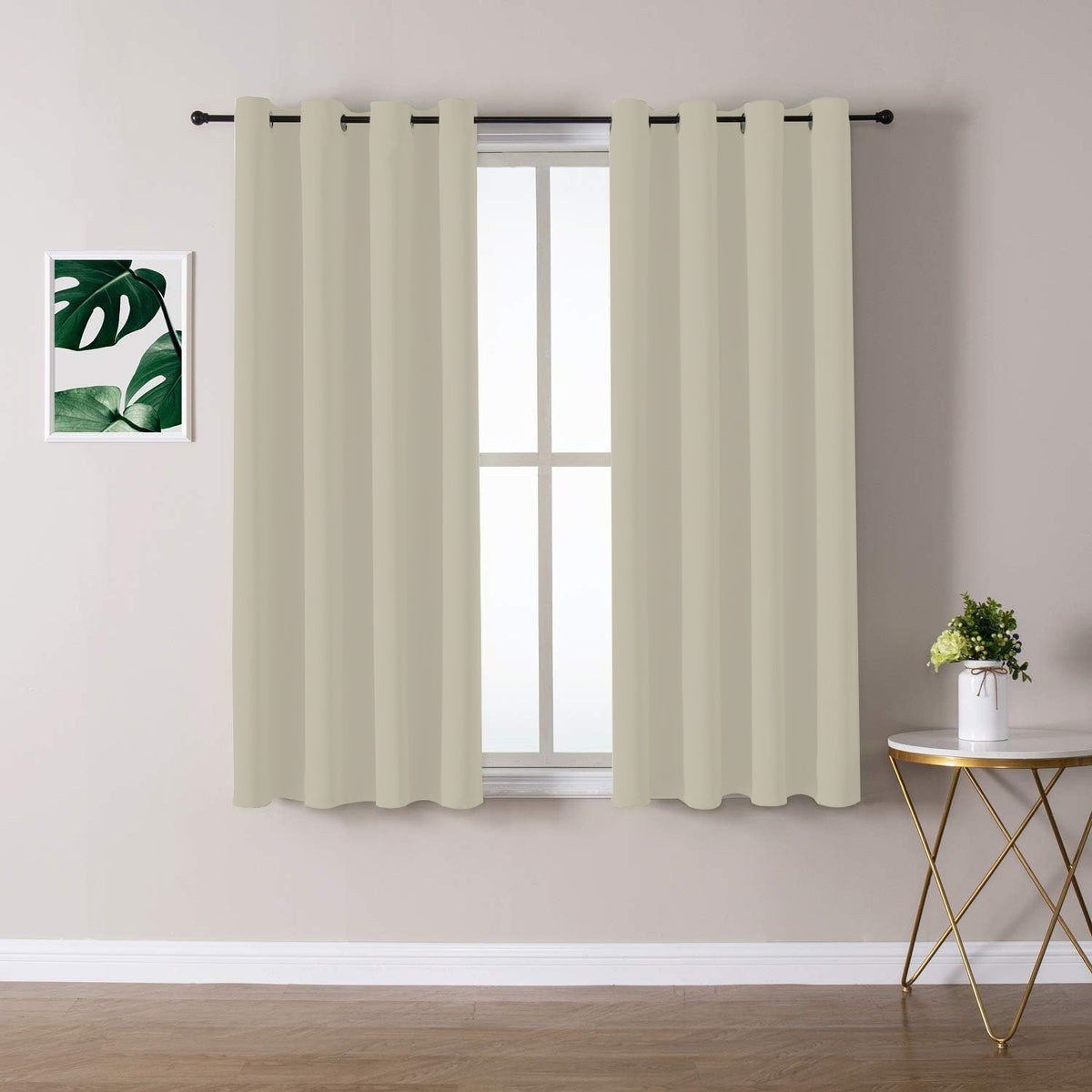Cream Triple-Layer Curtains, 132 x 242 cm Pair