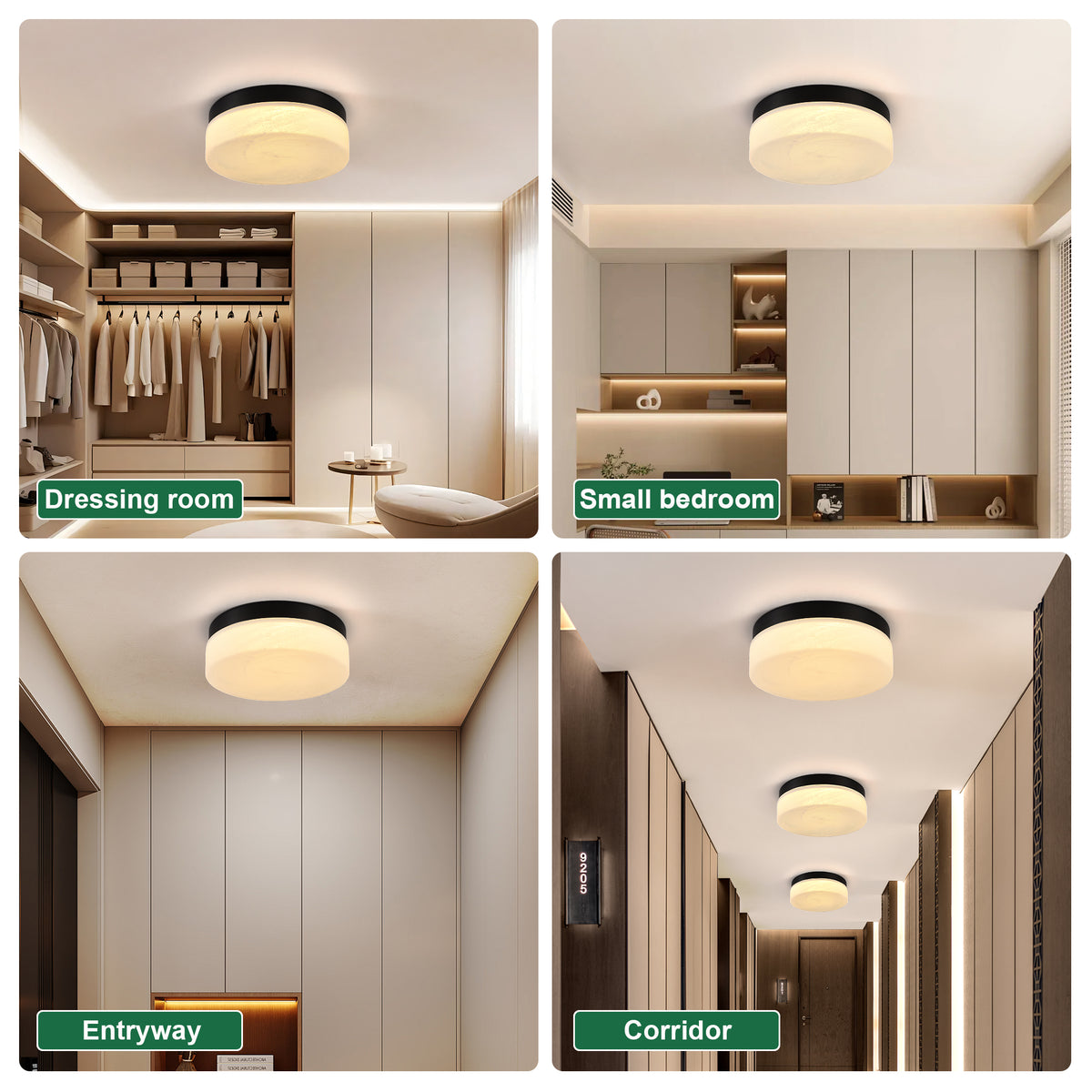 12-Inch Black LED Flush-Mount Ceiling Light, 24W