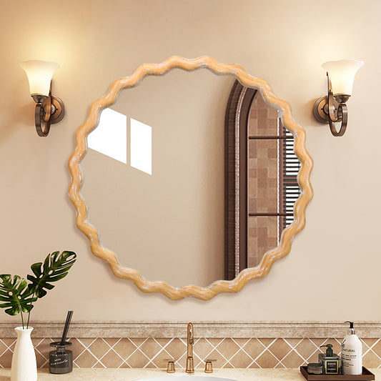 27.5-Inch Round Wavy Wall Mirror