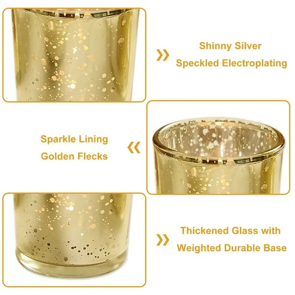 Gold Glass Tealight Candle Holders, 24 Pieces