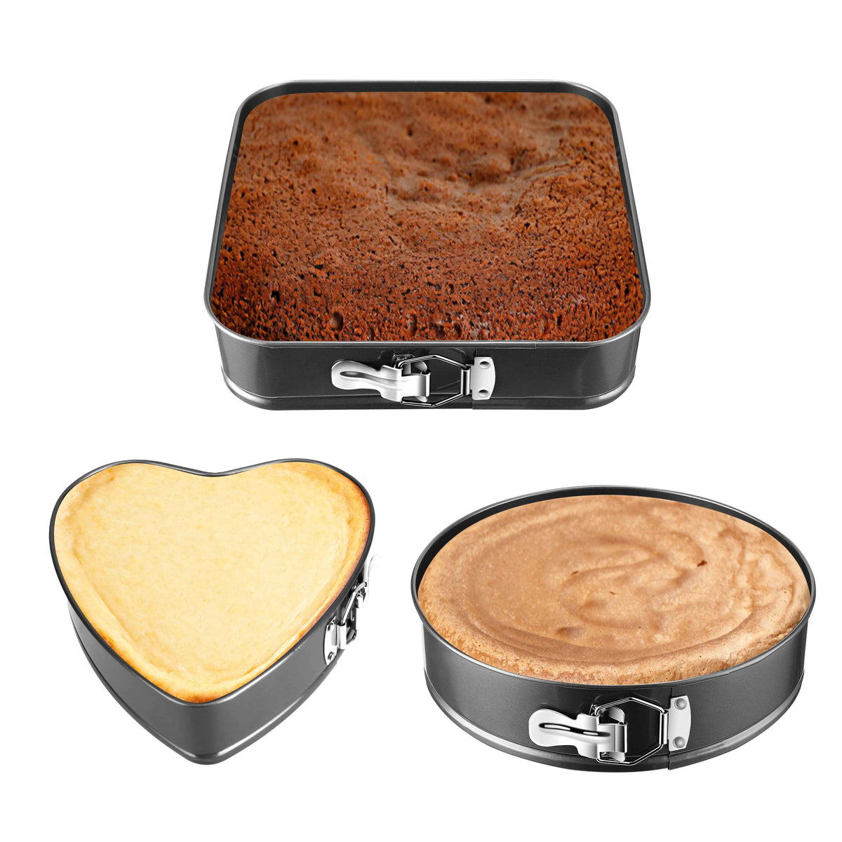3-Piece Springform Cake Pan Set, 9, 10 and 11 Inches