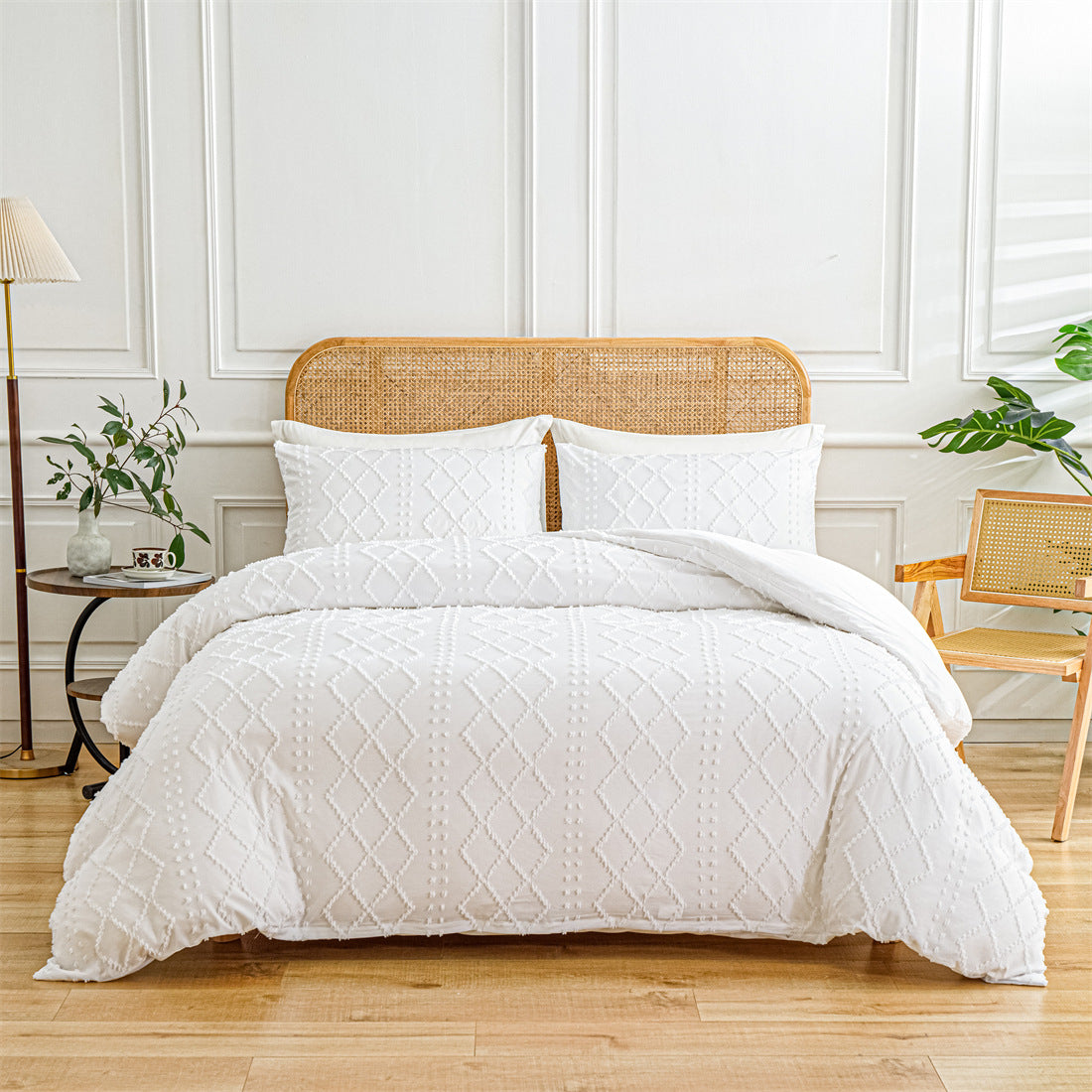 Solid-Color Tufted Duvet Cover Set