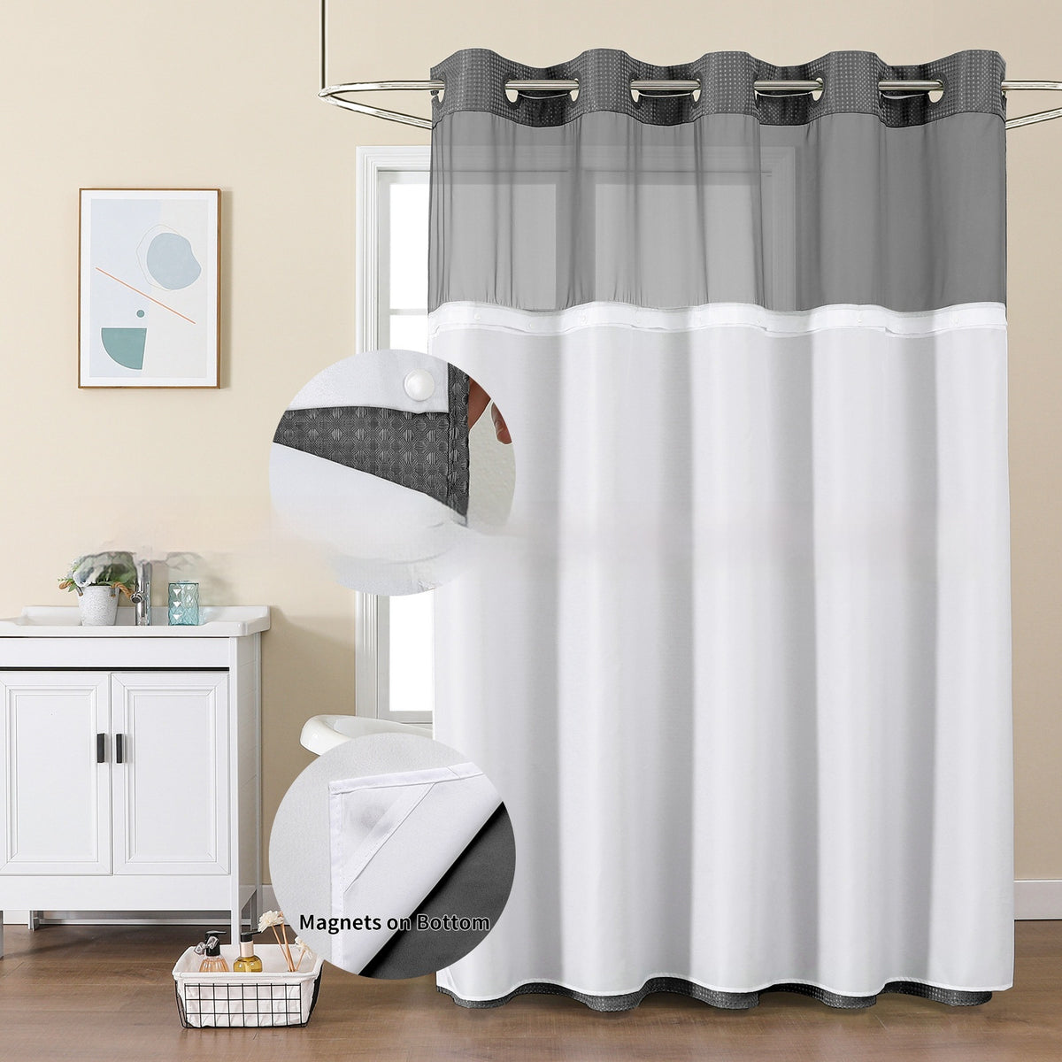 Double-Layer Waffle-Pattern Shower Curtain