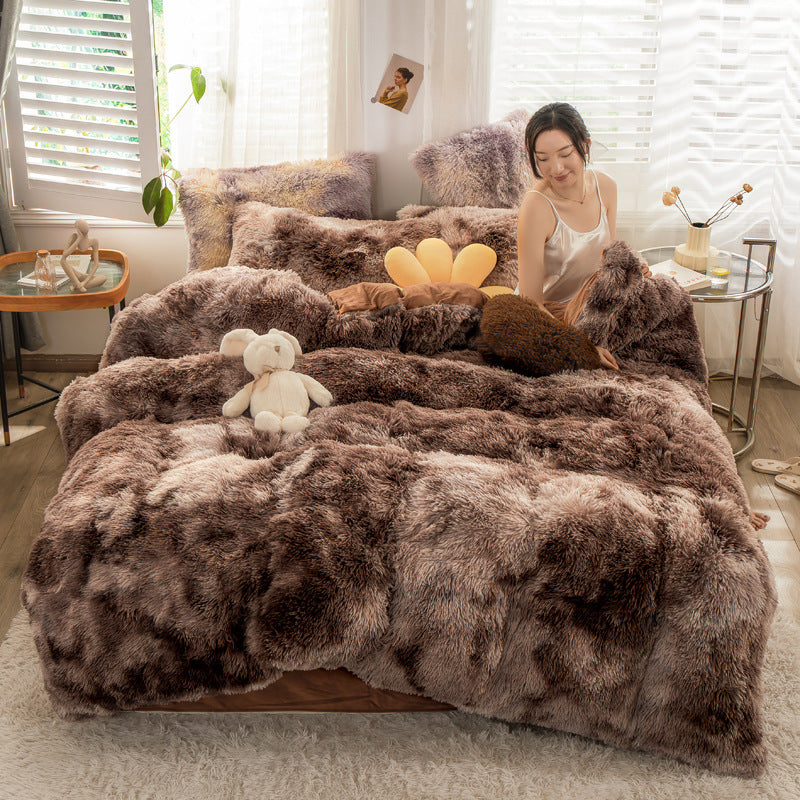 4-Piece Printed Velvet Bedding Set