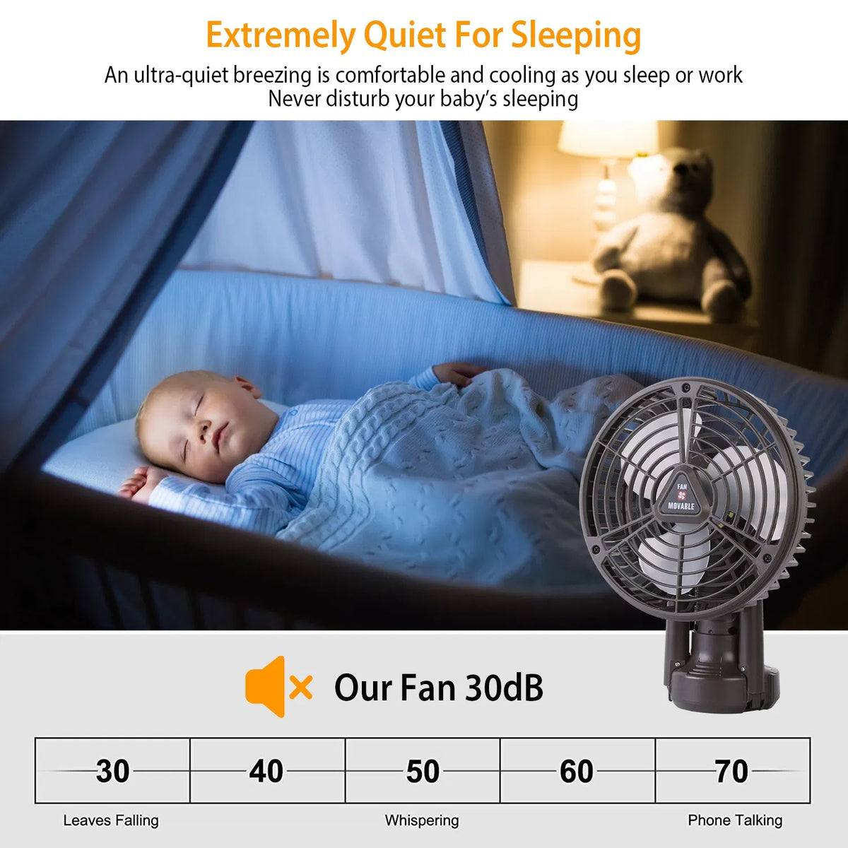 Rechargeable 10400mAh Camping Fan with LED Light