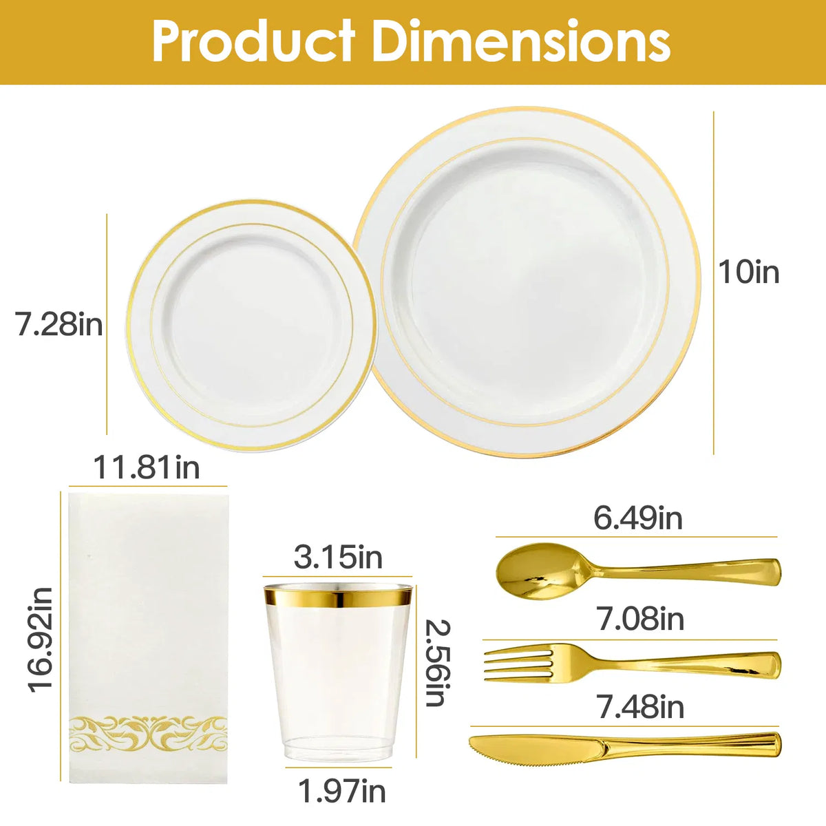 175-Piece Gold-Rim Disposable Dinnerware for 25