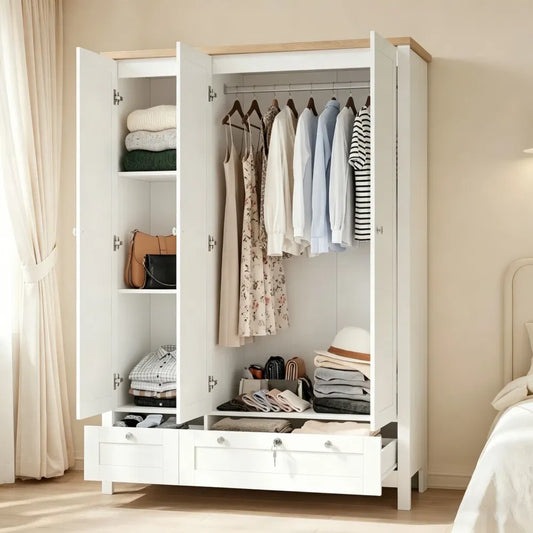 Wardrobe Cabinet with Shelves and 2 Drawers