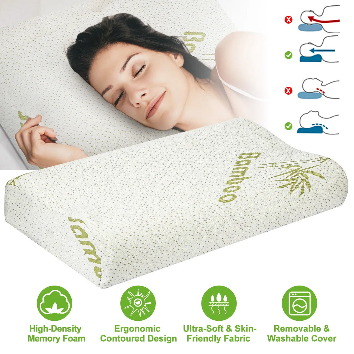 Contoured Cervical Neck Pillow for Side Sleepers