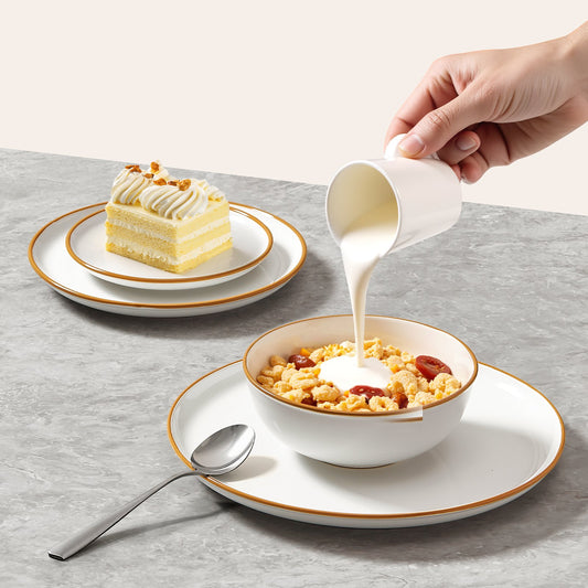32-Piece White Ceramic Dinnerware Set for 8