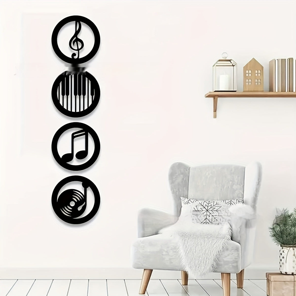 Black Wooden Music Notes Wall Decor