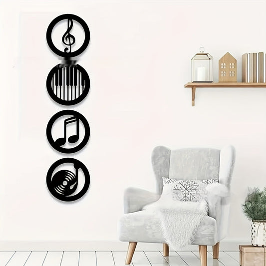 Black Wooden Music Notes Wall Decor