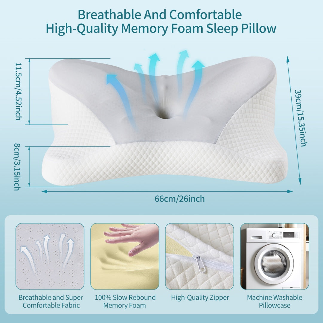 Dual-Height Contoured Memory Foam Neck Pillow