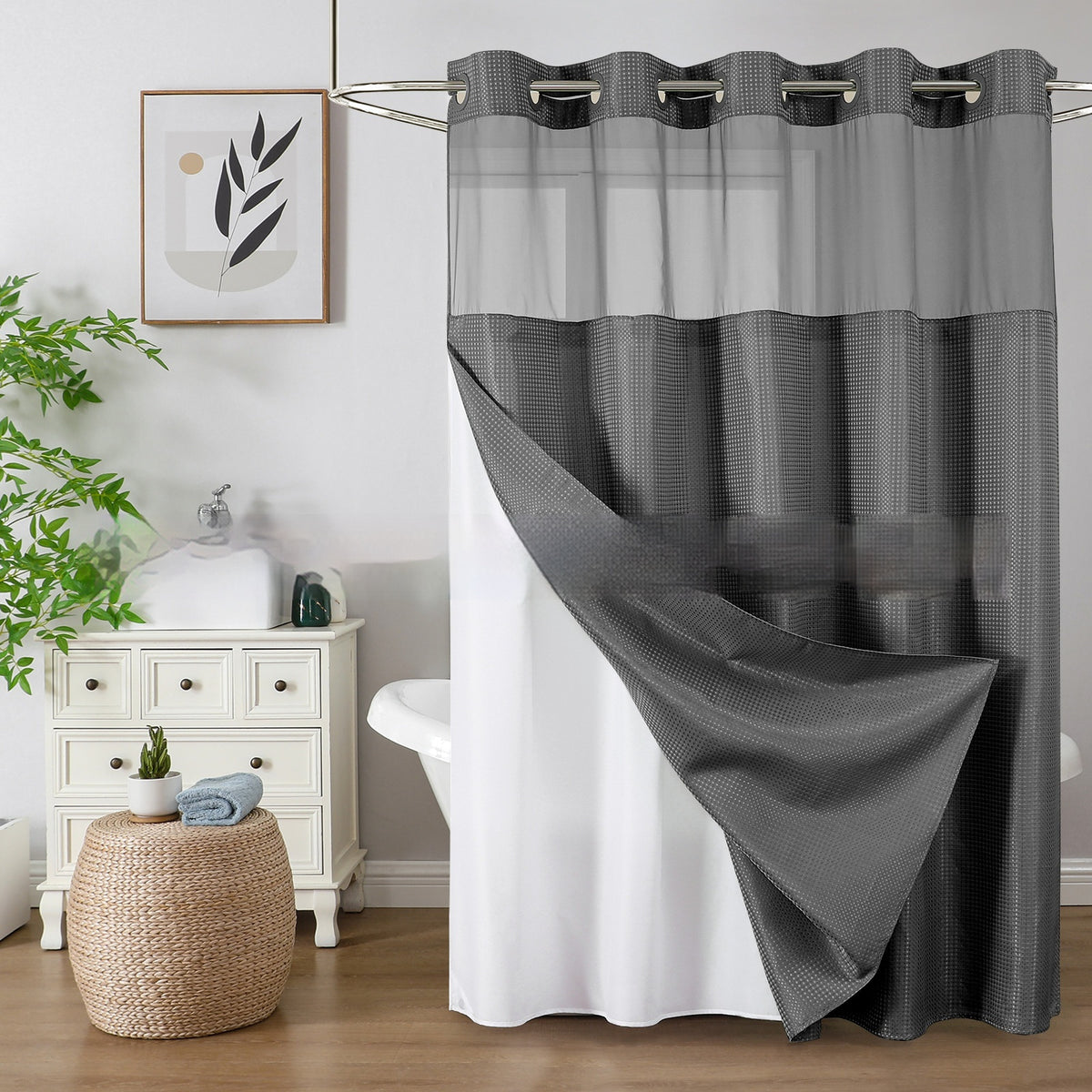 Double-Layer Waffle-Pattern Shower Curtain
