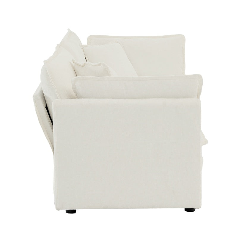 Fabric Double Sofa with 4 Pillows
