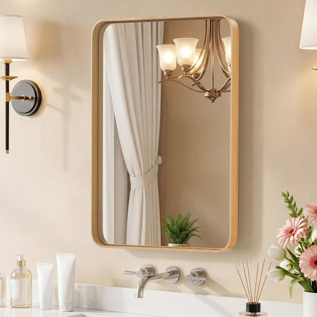 Metal-Frame Rectangular Wall Mirror