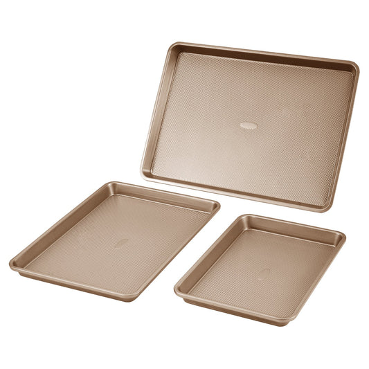 Carbon Steel Baking Pans with Silicone Handles, 3 Pieces
