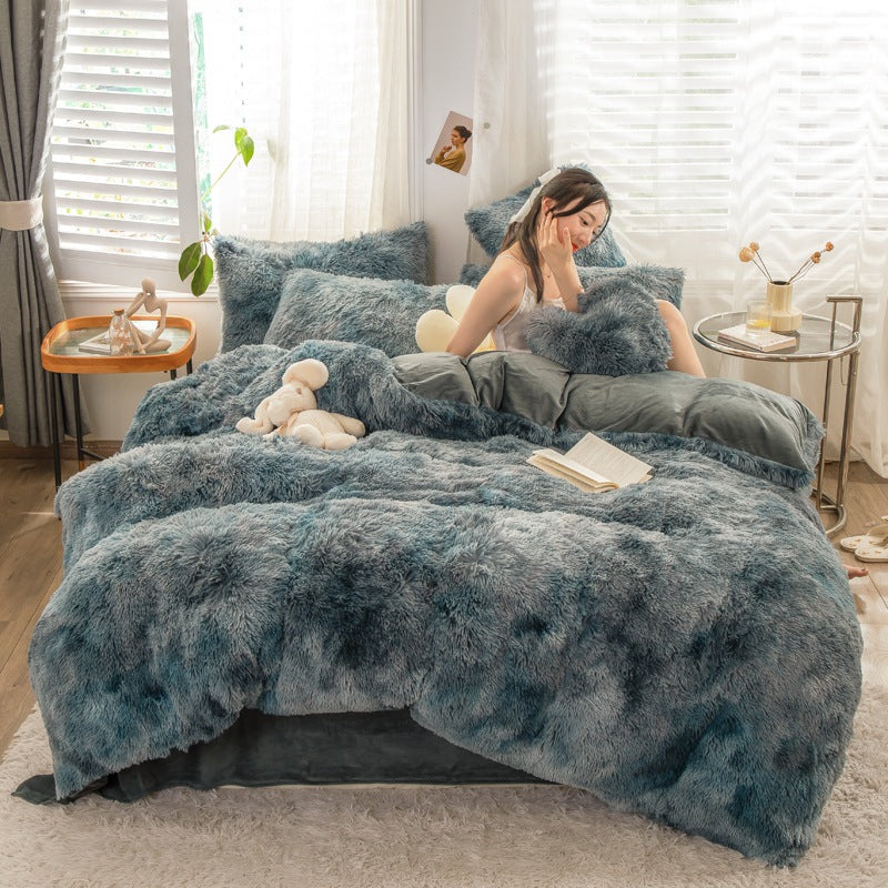 4-Piece Printed Velvet Bedding Set