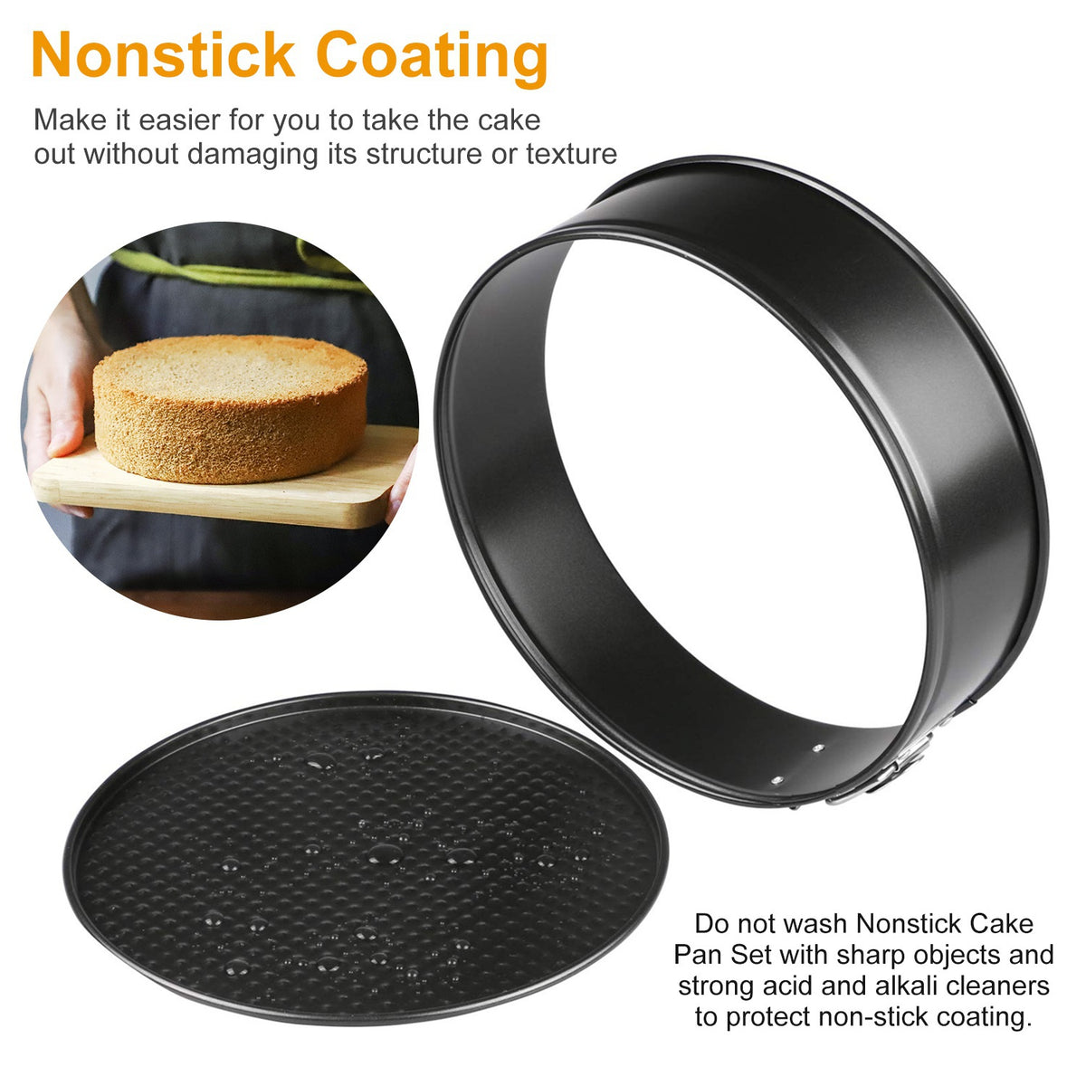 3-Piece Springform Cake Pan Set, 9, 10 and 11 Inches