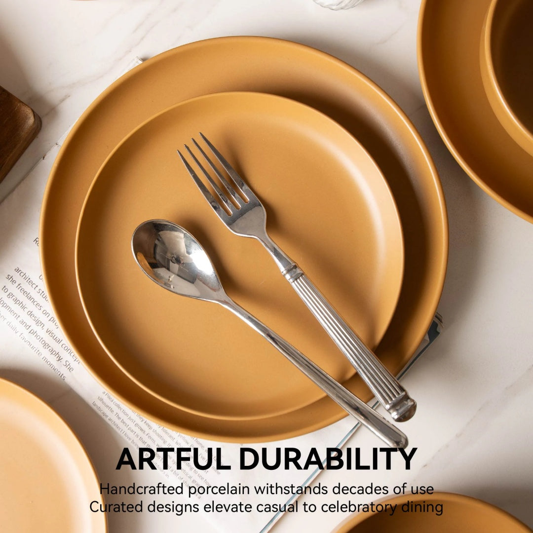 Orange 12-Piece Stoneware Dinnerware Set with Mugs